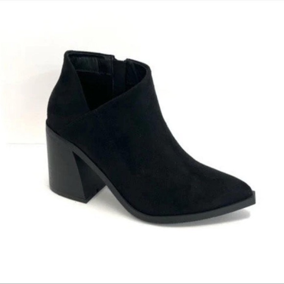 Black Faux Suede Ankle Boots - Picture 3 of 3